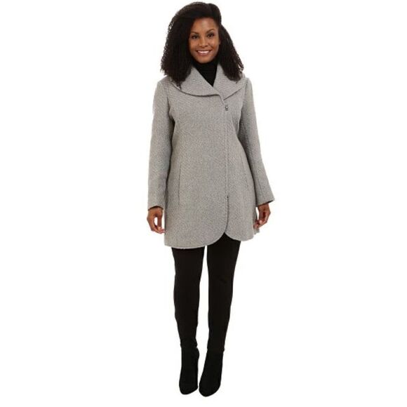 Nwt Jessica Simpson Plus  Braided Wool Coat With Shawl Collar Grey - Picture 1 of 11